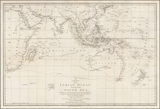 Indian Ocean, Southeast Asia, Australia and New Zealand Map By Jacques-Julien Houtou de LaBillardiere