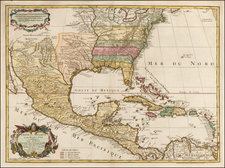 United States, South, Southeast, Texas, Southwest, Rocky Mountains and Caribbean Map By Jean André Dezauche