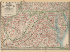 Maryland, Delaware, Southeast and Virginia Map By George F. Cram