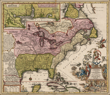 South, Southeast, Texas, Midwest and North America Map By Matthaus Seutter