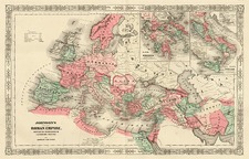 Europe, Europe, Balkans, Mediterranean, Asia and Middle East Map By Benjamin P Ward  &  Alvin Jewett Johnson