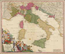 Italy Map By Johann Baptist Homann