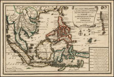 China, India, Southeast Asia and Philippines Map By Nicolas de Fer