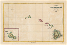 Hawaii and Hawaii Map By Jules Sebastian Cesar Dumont-D'Urville