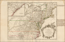 New England, Mid-Atlantic and Southeast Map By Didier Robert de Vaugondy