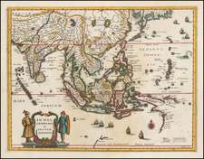 China, India, Southeast Asia, Philippines, Australia and Oceania Map By Matthaus Merian