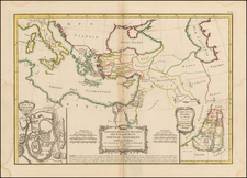 Mediterranean, Middle East, Holy Land and Turkey & Asia Minor Map By Jean Janvier