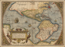 Western Hemisphere, South America and America Map By Abraham Ortelius