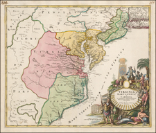 Mid-Atlantic and Southeast Map By Johann Baptist Homann