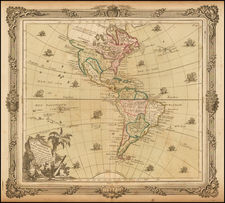 South America and America Map By Louis Brion de la Tour