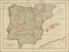 Spain, Portugal and Balearic Islands Map By Robert Sayer