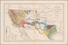 Texas, Plains, Southwest, Rocky Mountains and California Map By Edmond Guillemin-Tarayre