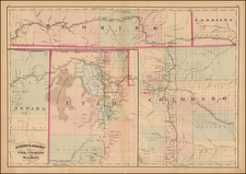 Colorado, Utah, Nevada, Colorado, Utah and Wyoming Map By Asher  &  Adams