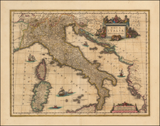 Italy, Corsica and Sardinia Map By Willem Janszoon Blaeu