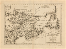 New England and Canada Map By Jacques Nicolas Bellin