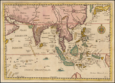 China, Japan, Korea, India, Southeast Asia, Philippines, Other Islands and Central Asia & Caucasus Map By Levinus Hulsius