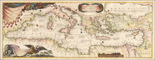 Italy, Mediterranean, Turkey & Asia Minor, Balearic Islands and Greece Map By Vincenzo Maria Coronelli