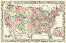 United States Map By Samuel Augustus Mitchell Jr.