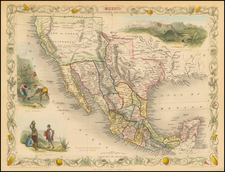 Texas, Southwest, Rocky Mountains, Mexico and California Map By John Tallis