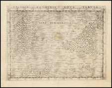 France, Italy and Balearic Islands Map By Giacomo Gastaldi