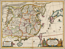 China, Japan and Korea Map By Athanasius Kircher