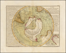 Southern Hemisphere, Polar Maps and New Zealand Map By Philippe Buache