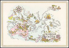 Australia & Oceania, Australia and Oceania Map By Pan American World Airways / Jacques  Liozu