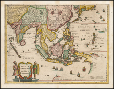 China, India, Southeast Asia, Philippines, Australia and Oceania Map By Matthaus Merian