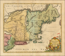 New England, New York State and Mid-Atlantic Map By Johann Baptist Homann