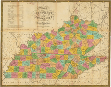 South, Kentucky and Tennessee Map By Samuel Augustus Mitchell