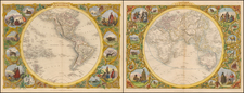 World, Eastern Hemisphere, Western Hemisphere, South America and America Map By John Tallis