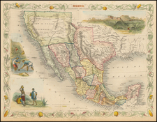 Texas, Southwest, Rocky Mountains, Mexico and California Map By John Tallis