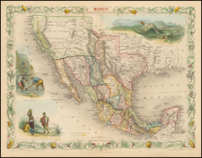 Texas, Southwest, Rocky Mountains, Mexico and California Map By John Tallis