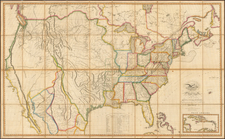 United States and Midwest Map By John Melish