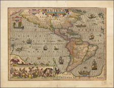 Western Hemisphere, South America and America Map By Jodocus Hondius