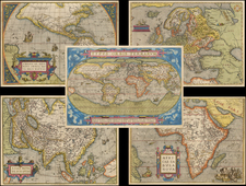 World, World, South America, Europe, Europe, Asia, Asia, Africa, Africa and America Map By Abraham Ortelius