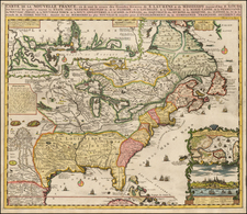 United States, Mid-Atlantic, South, Southeast, Midwest, Plains, North America and Canada Map By Henri Chatelain