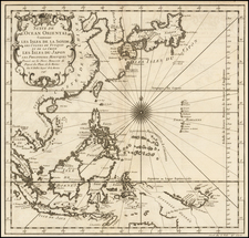 China, Japan, Korea, Southeast Asia and Philippines Map By Jacques Nicolas Bellin