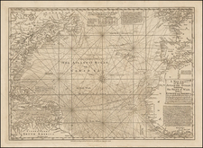 Atlantic Ocean and Caribbean Map By Emanuel Bowen