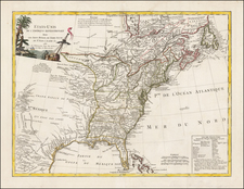 United States and Canada Map By Charles Francois Delamarche