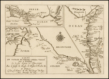 Carte du Voyage de Pietro della Valle en l'Indie et de son Retour en Chrestiente par le Golfe de Perse, le Desert d'Arabie &c.