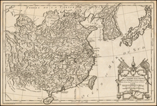 China and Korea Map By Etienne-Andre Philippe  De Pretot