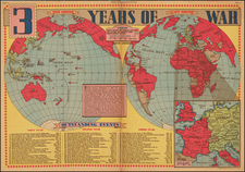 World, World and World War II Map By Edwin L. Sundberg