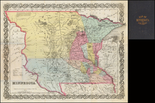 Midwest, Minnesota, Plains, North Dakota and South Dakota Map By Joseph Hutchins Colton