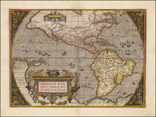 Western Hemisphere, North America, South America and America Map By Abraham Ortelius