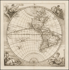 Western Hemisphere, California as an Island and America Map By Eberhard Werner  Happel 