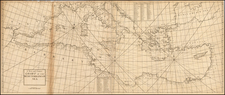 Mediterranean Map By John Senex / Edmond Halley / Nathaniel Cutler