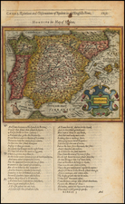 Spain and Portugal Map By Jodocus Hondius / Samuel Purchas