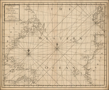 Atlantic Ocean, United States, Florida and Caribbean Map By John Senex / Edmond Halley / Nathaniel Cutler / Samuel Parker