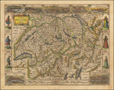 Switzerland Map By Jodocus Hondius